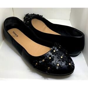 Torrid Women's 12 Black Ballet Flats with Floral Embellishments